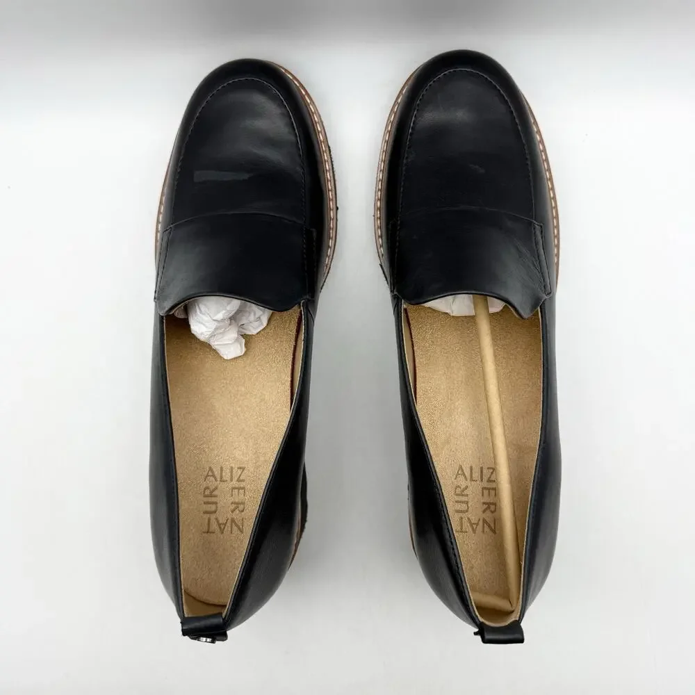 Naturalizer Womens Darry Loafers US 10.5 M EU 41.5 Black Leather GUC